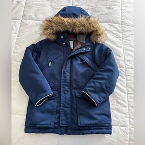 GAP Kids Blue Jacket with Faux Fur Trim